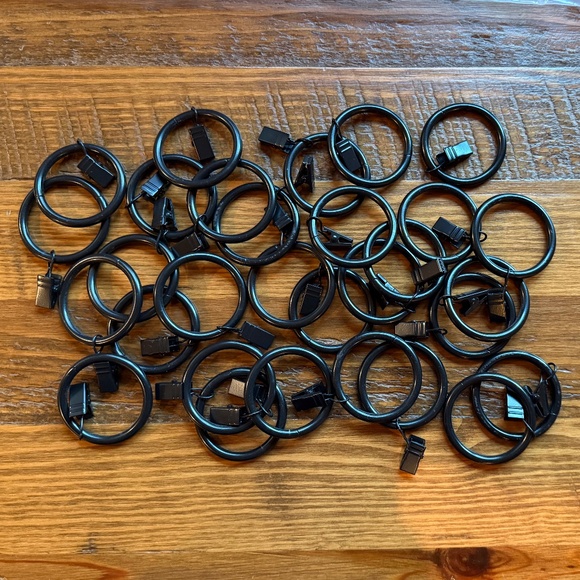 60 Black Curtain Rod Rings - Picture 3 of 5